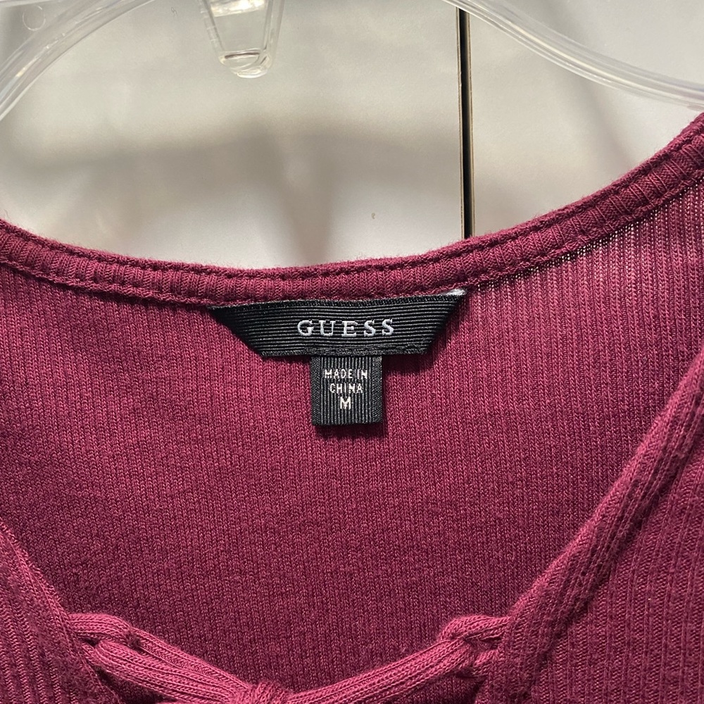Lace-Up Ribbed Long-Sleeve Top - Plum - Picture 5 of 5